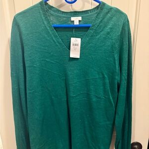 J. Jill Green V-Neck Women's Sweater